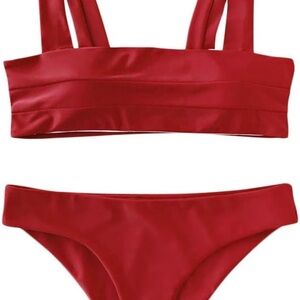 ZAFUL Women’s Red Cheeky Bandeau Bikini Set - Small & Perfect Condition